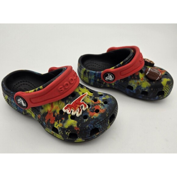 Crocs Kids Classic Clog 6C Black Tie Dye Unisex Water Shoes Slip On Casual - Picture 8 of 13